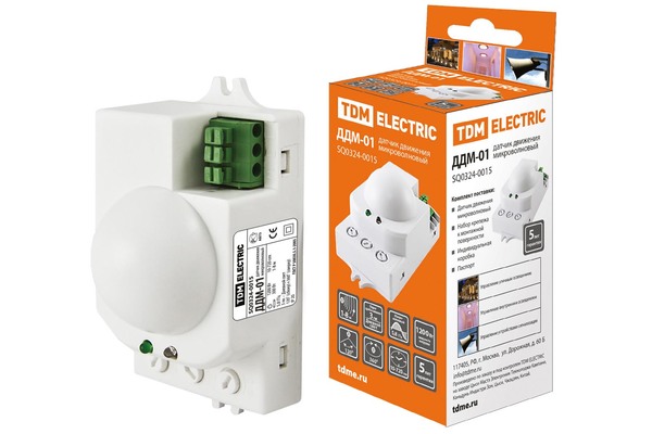 Датчик движения микроволновый ДДМ-01 5,8ГГц 1200Вт,IP20, TDM