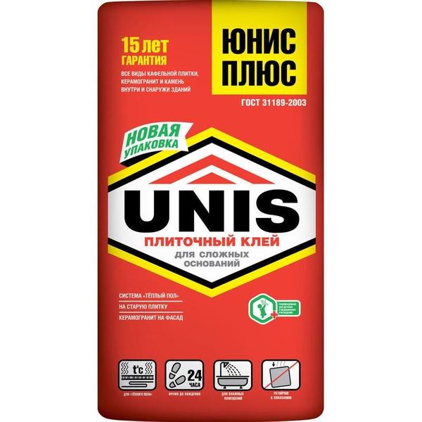 Клей плиточный Юнис Плюс, 25 кг