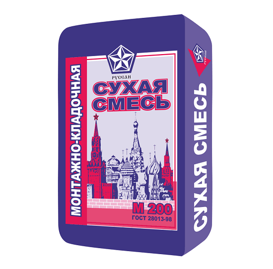 Сухая смесь М200 монтажно-кладочная Русеан, 40 кг