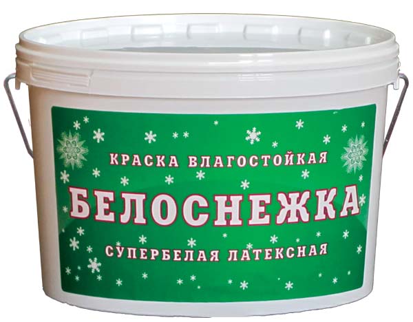 Краска Белоснежка латексная влагостойкая супербелая, 14 кг