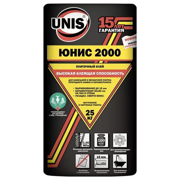 Клей для плитки Unis 2000, 25 кг