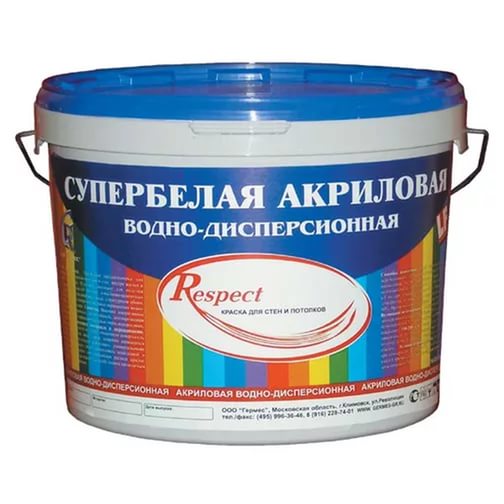 Краска RESPECT акриловая супербелая, 14 кг