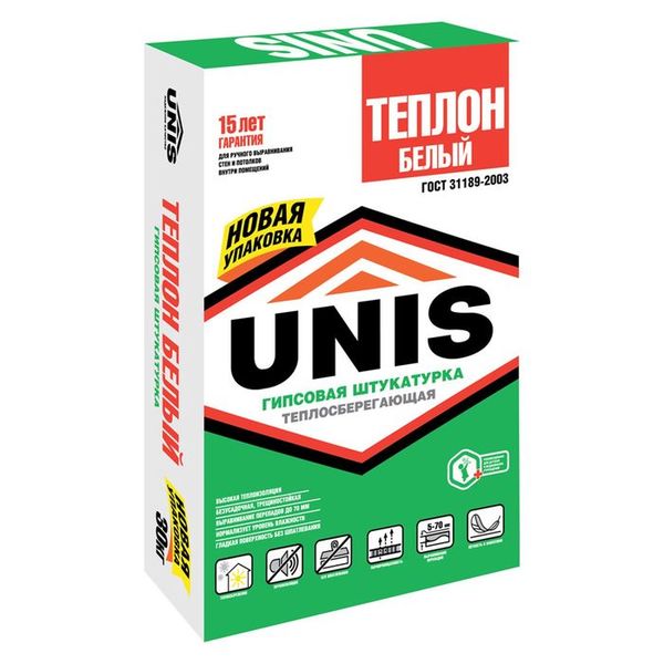 Штукатурка гипсовая Unis Теплон белый, 30 кг